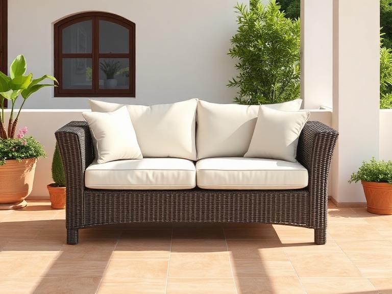 Outdoor 2-seat sofa — Terrace furniture deep cleaning