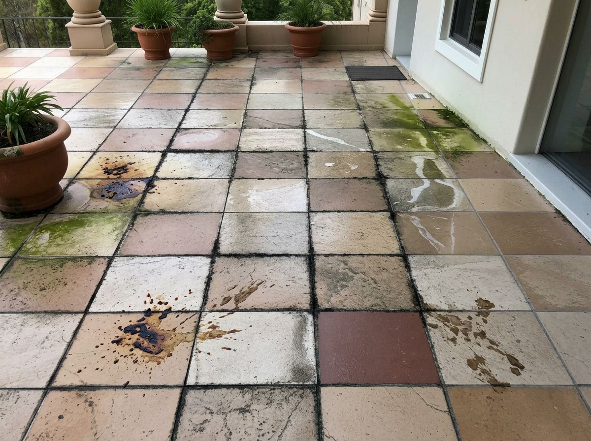 Outdoor floors, paths & steps — before cleaning
